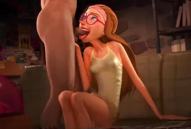 Nerdy Slut Doing Her Best To Deep Throat A Cock